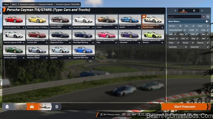 BeamNG Porsche Cayman 718 & GT4 RS